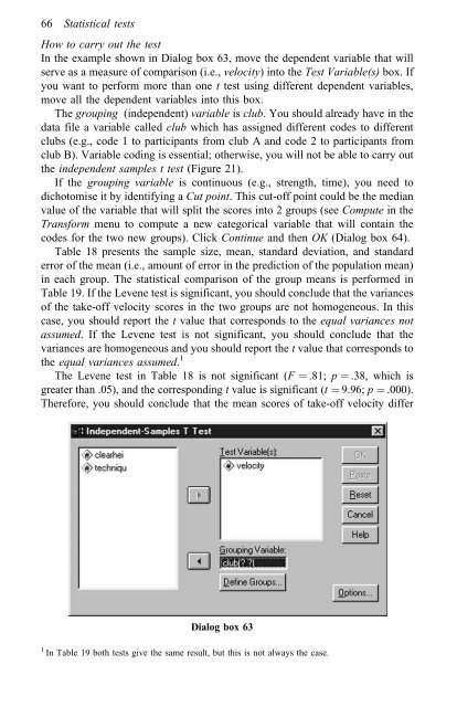 A Step by Step Guide for SPSS and Exercise Studies