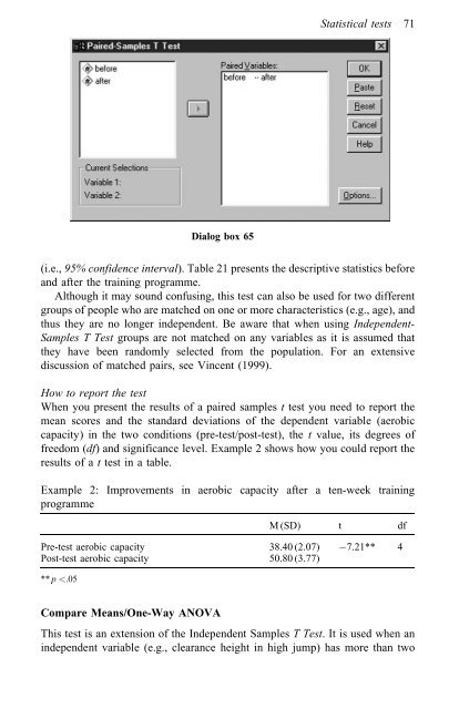 A Step by Step Guide for SPSS and Exercise Studies