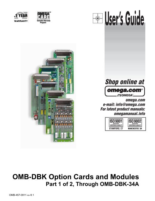 OMB-DBK Option Cards and Modules - Omega Engineering