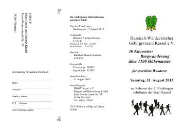 Flyer zur Bergwanderung - Hessisch- Waldeckischer Gebirgs