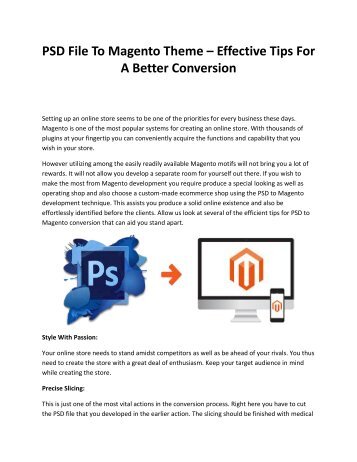 PSD File To Magento Theme – Effective Tips For A Better Conversion
