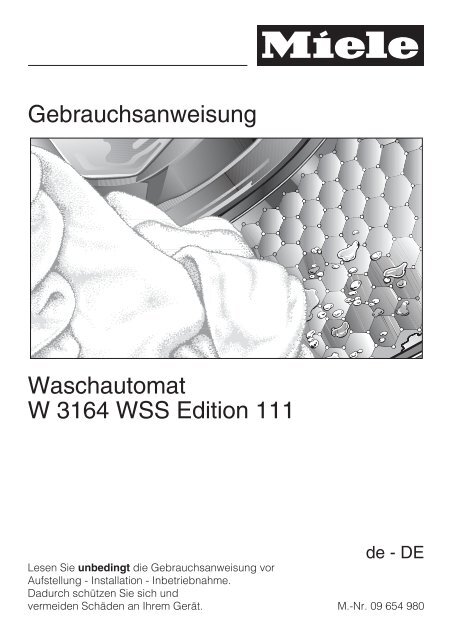 Gebrauchsanweisung Waschautomat W 3164 WSS Edition ... - Miele