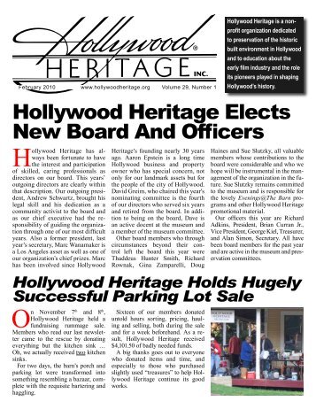 Hollywood Heritage Elects New Board And Officers