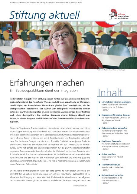 Stiftung aktuell - Stiftung pw