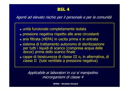 Livelli di Biosicurezza - Cappe