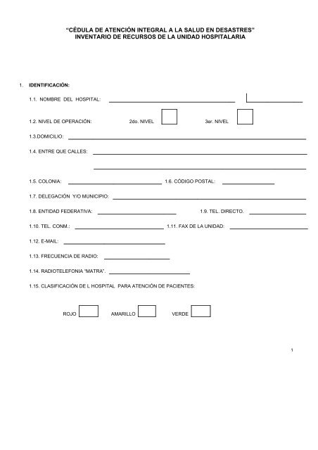 CÃƒÂ©dula clasificaciÃƒÂ³n de hospitales preparados para enfrentar ...