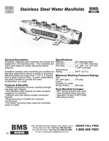 Stainless Steel Water Manifolds - BMS Burns