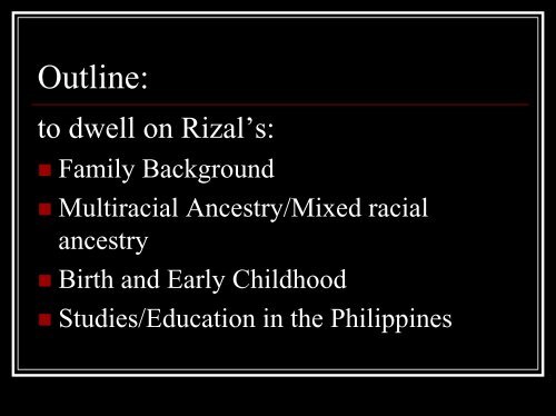 Jose Rizal - About the Philippines