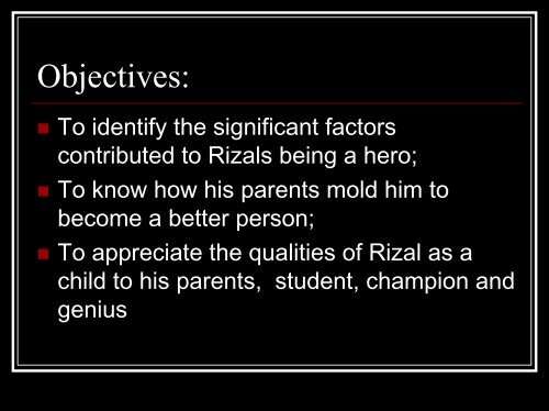 Jose Rizal - About the Philippines