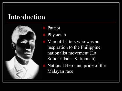 Jose Rizal - About the Philippines