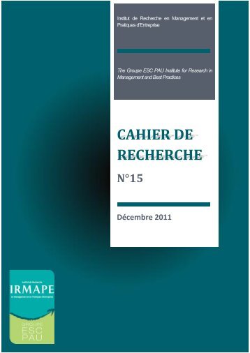 Cahier de recherche NÂ°15 - ESC Pau