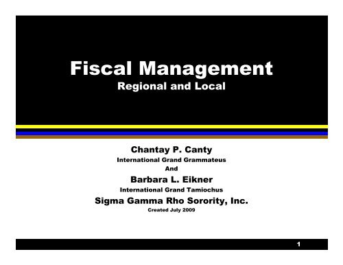 Fiscal Management - Sigma Gamma Rho Sorority, Inc.