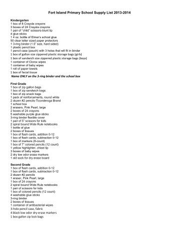 Fort Island Primary School Supply List 2013-2014 - Copley-Fairlawn ...