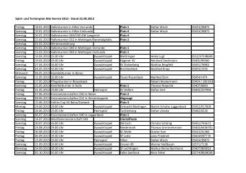 Spiel- und Terminplan Alte Herren 2013 - SC Preussen Lengerich