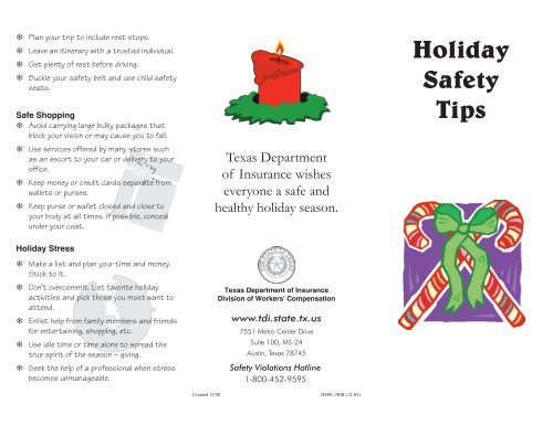 Holiday Safety Tips - Texas Department of Insurance