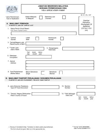 jabatan imigresen malaysia borang permohonan visa - Travel ...