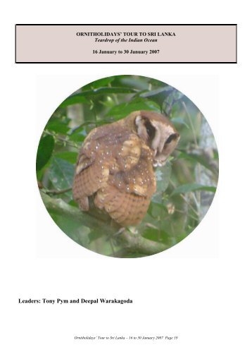 Report - Sri Lanka - Ornitholidays
