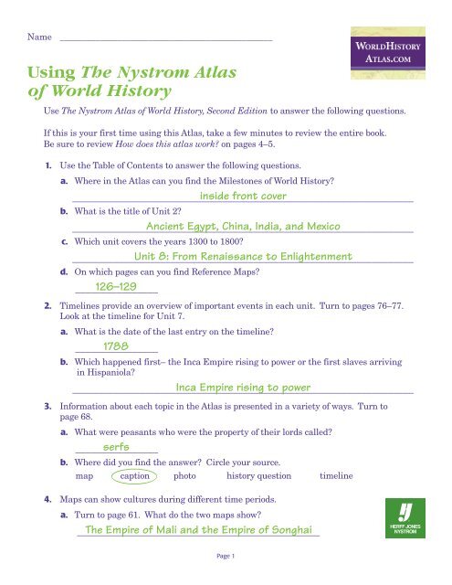 world history atlas worksheets