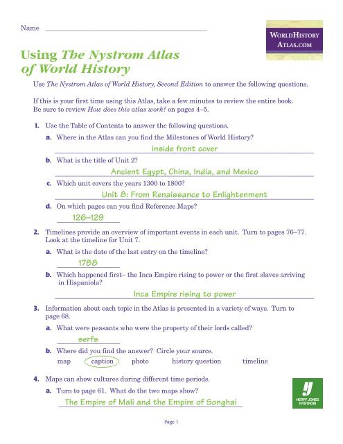 Nystrom Atlas Of World History Worksheets Answer Key | TUTORE.ORG