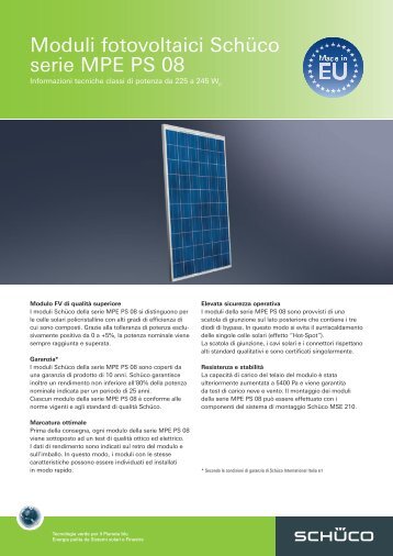 Moduli fotovoltaici SchÃ¼co serie MPE PS 08 - Infobuildenergia.it