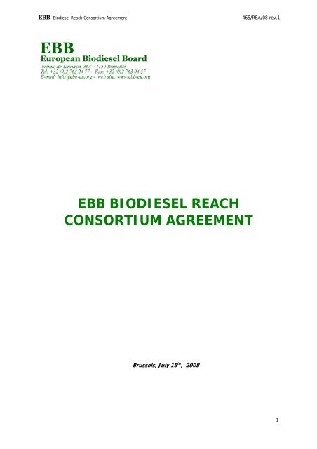 EBB BIODIESEL REACH CONSORTIUM AGREEMENT - European ...