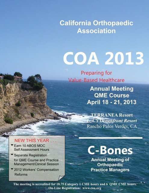 Coa 2013 - California Orthopaedic Association
