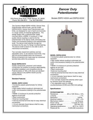 Dancer Duty Potentiometers Brochure