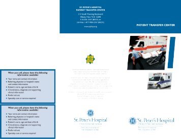 to download a Patient Transfer Center brochure. - St. Peter's Hospital