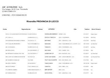 Rivendite PROVINCIA DI LECCO - SPT Linea S.r.l.