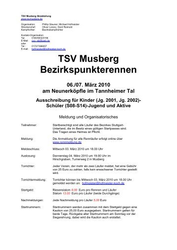 TSV Musberg Bezirkspunkterennen