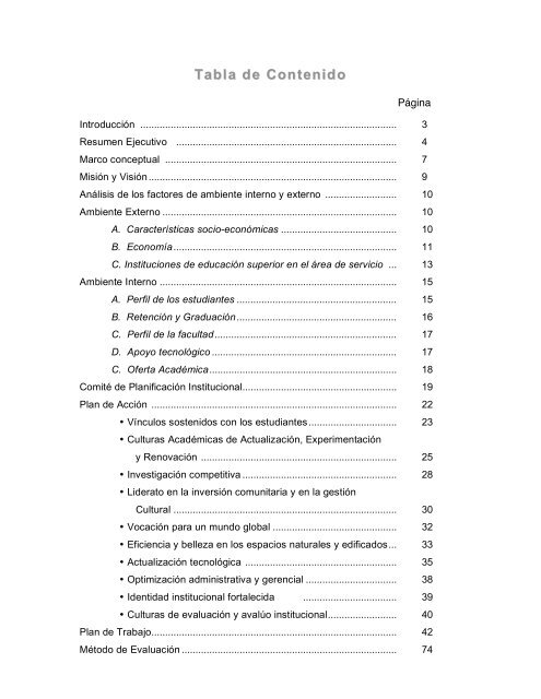 Tabla de Contenido Tabla de Contenido - Universidad de Puerto ...