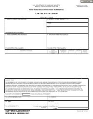 CERTIFICATE OF ORIGIN - Norman G. Jensen