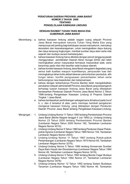 Peraturan Daerah Provinsi Jawa Barat Nomor 2 Tahun 2006 Tentang