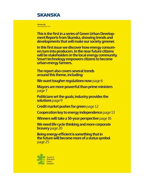 Green Urban Development Report No.1 - Skanska