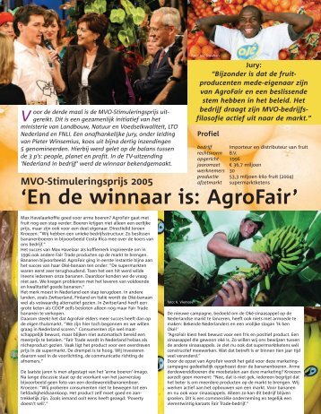 'En de winnaar is: AgroFair' - Duurzaam Ondernemen