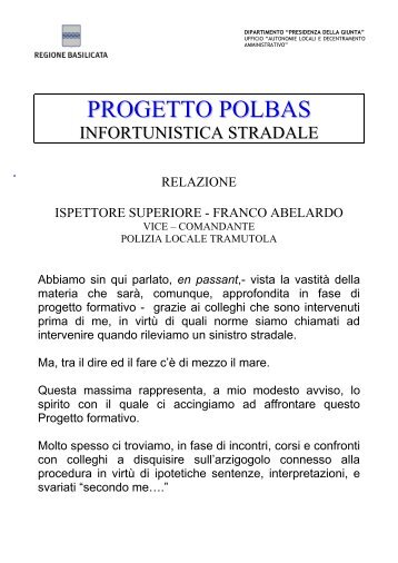 Relazione Ispettore Superiore Franco Abelardo - Regione Basilicata