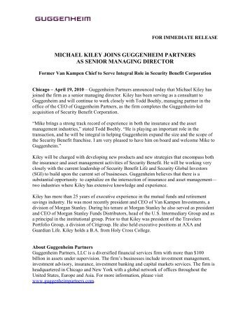 Michael Kiley press release - Guggenheim Partners