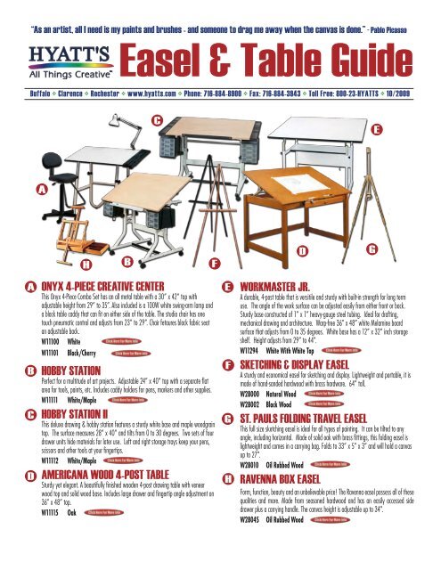 Easel & Table Guide - Hyatt's
