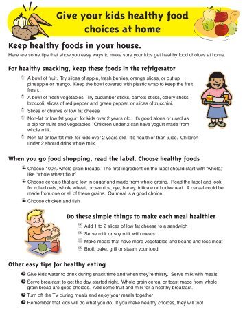 Give your kids healthy food choices at home - Hanover Public Schools