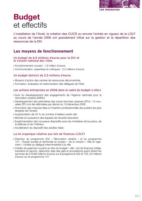 Rapport d'activitÃ© ministÃ©riel 2006 - DÃ©lÃ©gation interministÃ©rielle Ã  la ...