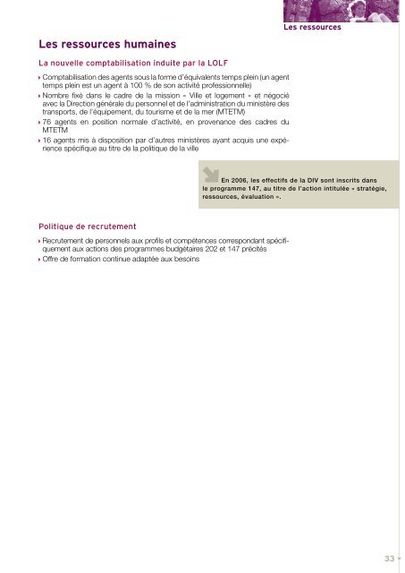 Rapport d'activitÃ© ministÃ©riel 2006 - DÃ©lÃ©gation interministÃ©rielle Ã  la ...