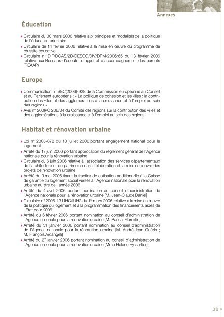 Rapport d'activitÃ© ministÃ©riel 2006 - DÃ©lÃ©gation interministÃ©rielle Ã  la ...