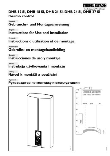 DHB 12 Si, DHB 18 Si, DHB 21 Si, DHB 24 Si, DHB ... - Stiebel Eltron