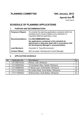 schedule of planning applications