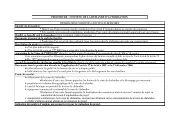 PROCEDURE : CONTENU DE LA DEMANDE D'AUTORISATION