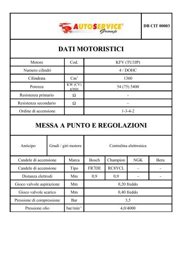 DATI MOTORISTICI - AutoService Group