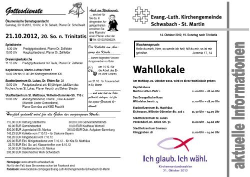 Evang.-Luth. Kirchengemeinde Schwabach - St. Martin Wahllokale