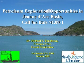 Petroleum Exploration Opportunities in Jeanne d'Arc Basin , Call for ...