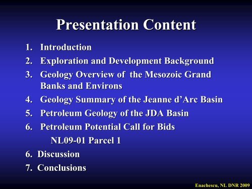 Petroleum Exploration Opportunities in Jeanne d'Arc Basin , Call for ...