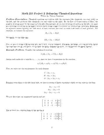 Balancing equations homework help